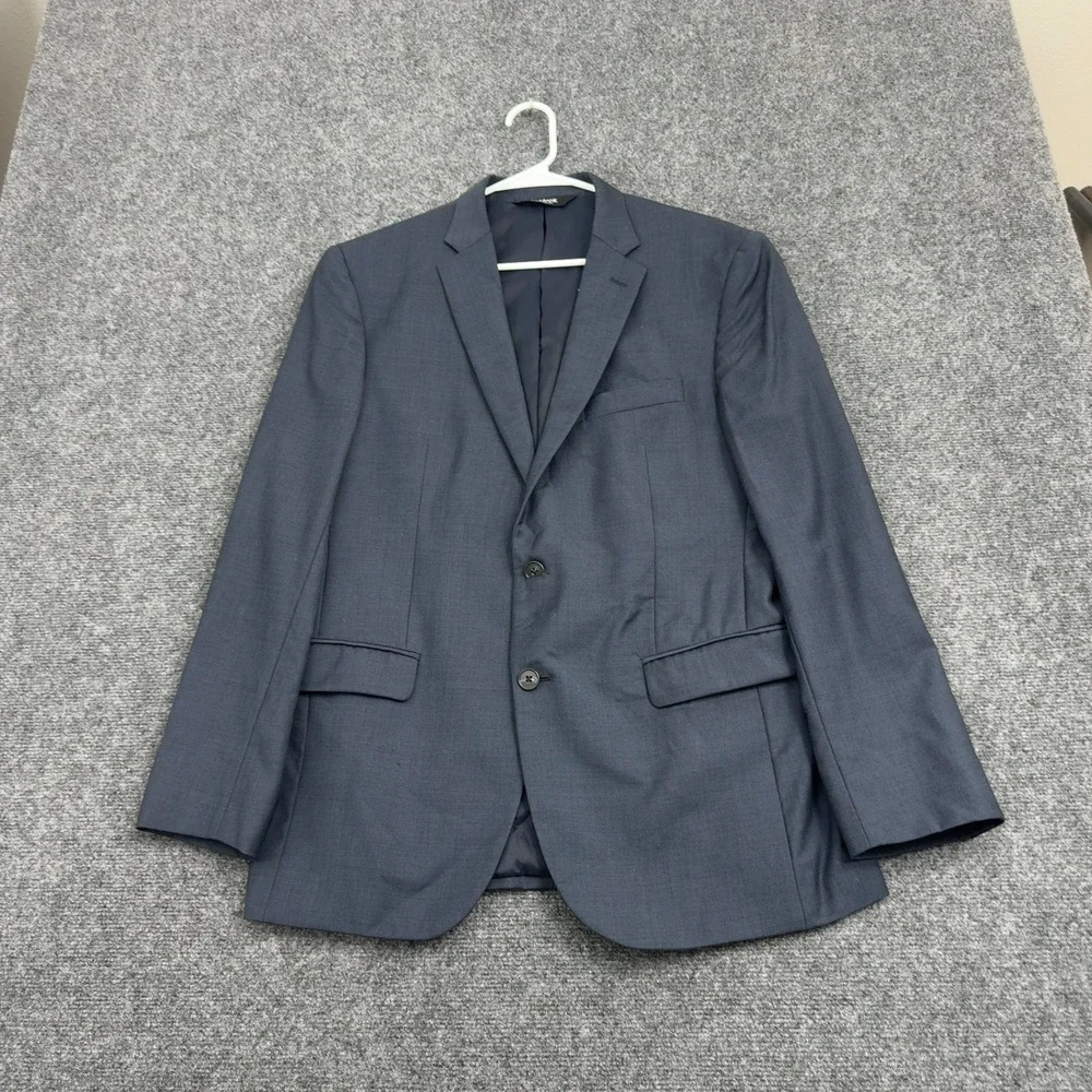 Jos A Bank Suit Jacket Mens 42R Blue Wool Slim Fit Traveler Professional Classic